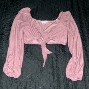 Pink long sleeve that ties in the front size: S